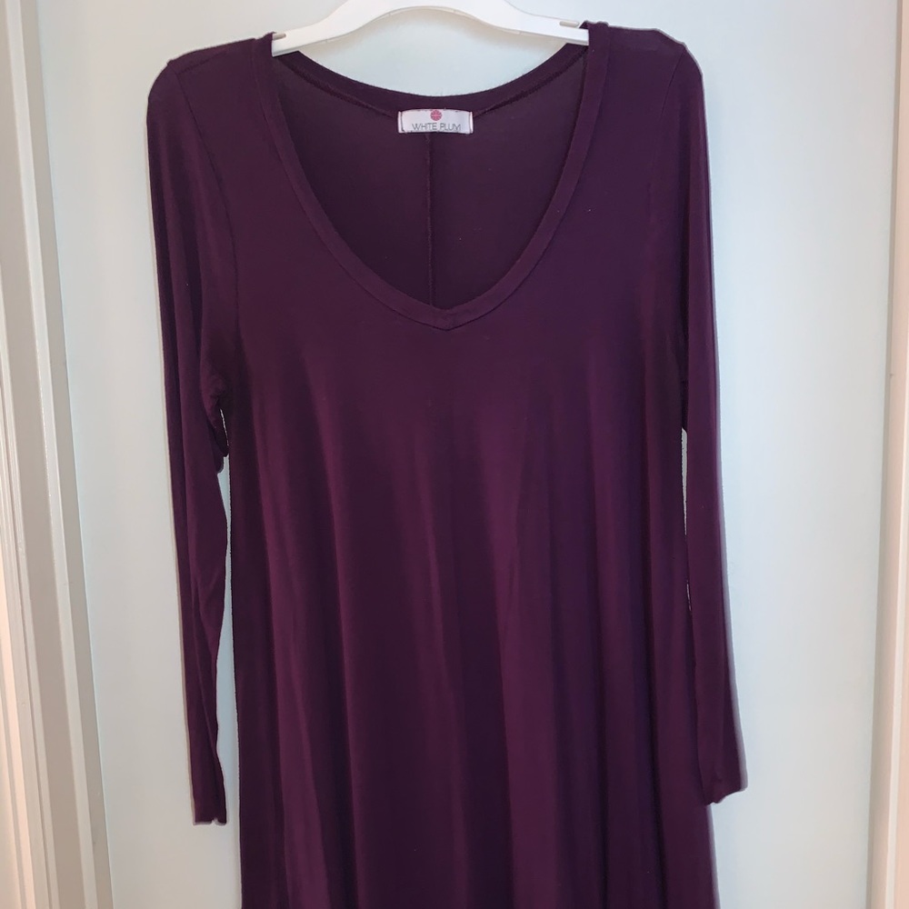 White plum royal purple long-sleeve tunic, XL